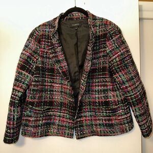 Talbots Women’s Button Black Multicolor Tweed Wool Blend Jacket Size 10